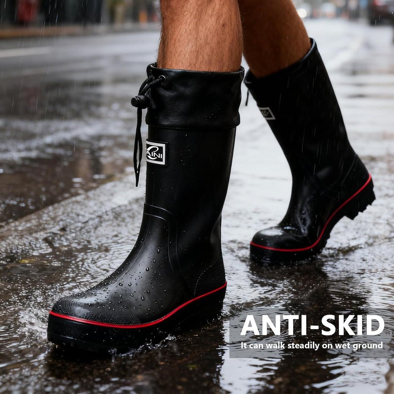 E KAINI Mens Rain Boots Water boots Waterproof PVC Rubber Boots Outdoor Mud Boots,Comfort Lightweight Mid-Calf Gardening Fishing Shoes for Yard Farm Work - Image 3